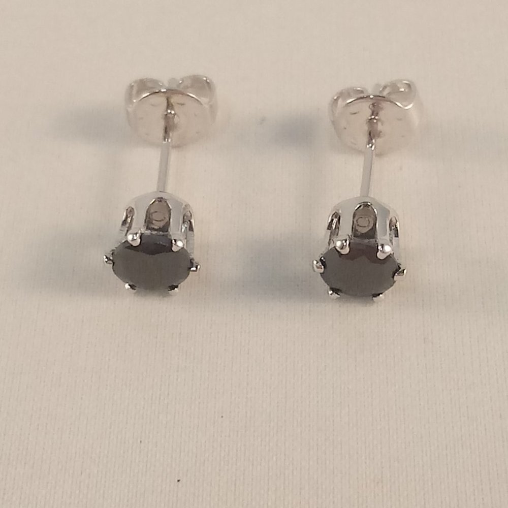 18K White Gold Filled Black Onyx Diamond Zircon Stud Earrings 5m or .46ctw Gift